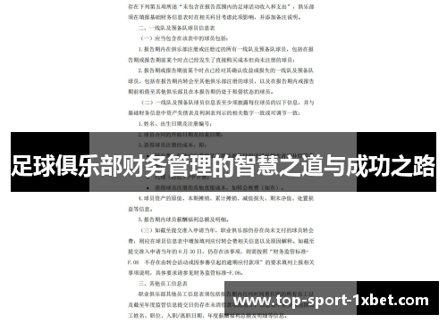 足球俱乐部财务管理的智慧之道与成功之路